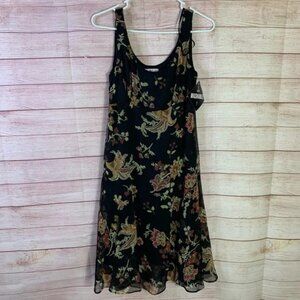 R&K Original Sleeveless Black Floral Dress Size 10
